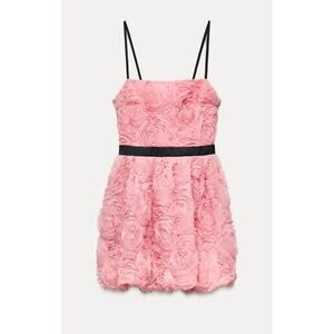 Zara Pink and Black Floral Mini dress